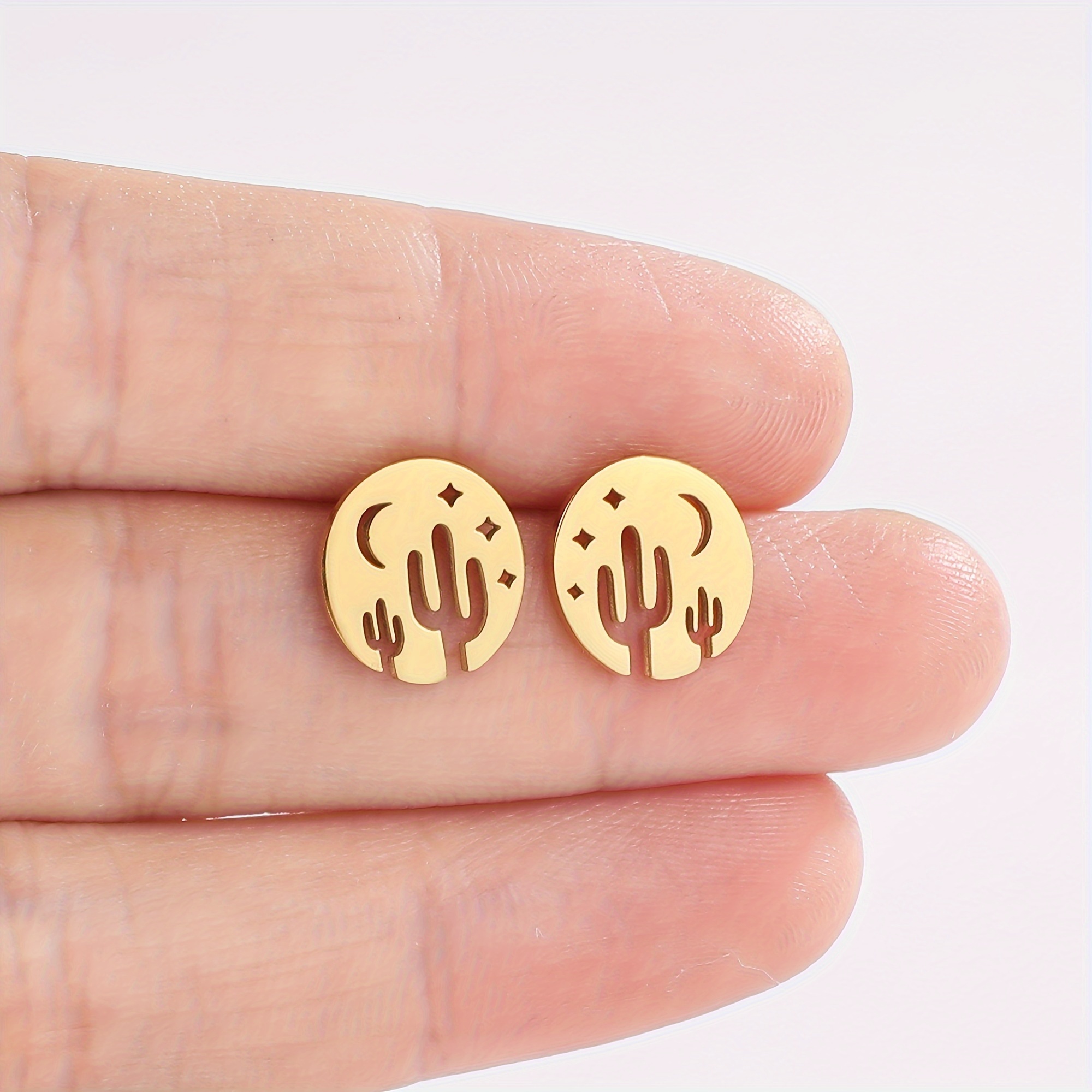 Women's Minimalist Celestial Stud Earrings — Stainless Steel